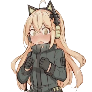 💞 TMP Anime Mädchen, Katzenohren, Erröten, Headset telegram sticker