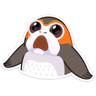 😱 Porg Star Wars porg, star wars, mono, pájaro, animal, asustado, película telegram sticker