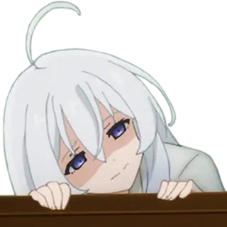😕 аниме, девушка, белые волосы, милая, мультфильм telegram sticker