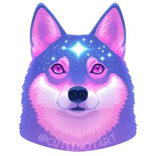 🐺 @CUTEENOTART dog, neon, purple, pink, cute, animal, pet telegram sticker