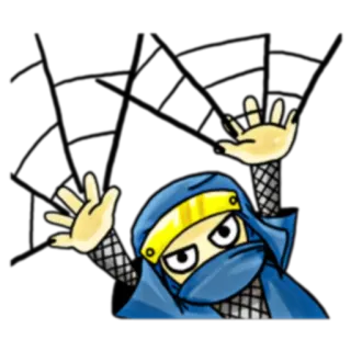 🕸 Ninja, Cartoon, Arts Martiaux, Furtif, Personnage, Masqué, Bleu, Action telegram sticker
