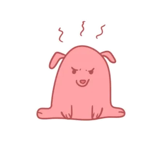 😠 狗, 生气, 卡通, 可爱, 粉色 telegram sticker