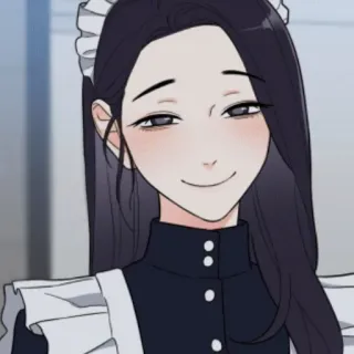 🖤 Empregada, Anime, Desenho animado, Mulher, Sorriso whatsapp sticker