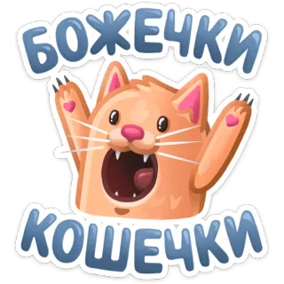 😱 БОЖЕЧКИ КОШЕЧКИ kucing, anak kucing, imut, lucu, terkejut, rusia whatsapp sticker