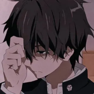 ⛓️ 动漫, 男孩, 校服, 悲伤, 沉思, 漫画 telegram sticker