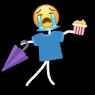 😭 Emoji, piangere, omino stilizzato, popcorn, ombrello, triste telegram sticker