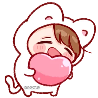 💞 cute, cartoon, heart, chibi, animal costume telegram sticker