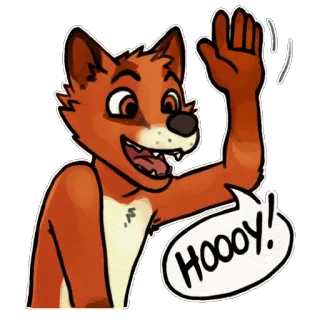 🖐 Hooooy! raposa, furry, animal, desenho animado, saudação, acenando, hooooy, personagem whatsapp sticker