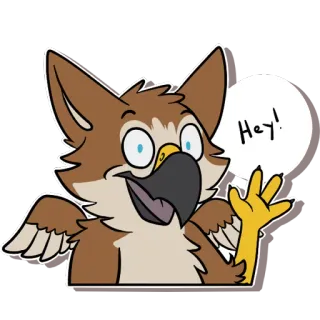 🖐 Hey! griffon, cartoon, animal, greeting telegram sticker