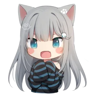 😸 Anime, Mèo, Cô gái, Kawaii, Chibi telegram sticker