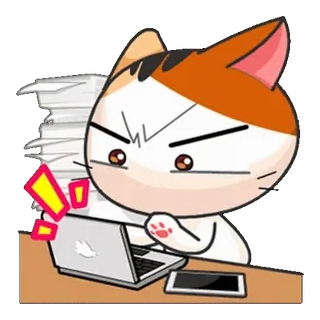 👨‍💻 แมว, สำนักงาน, โกรธ, คอมพิวเตอร์, งาน, เครื่องหมายอัศเจรีย์ telegram sticker