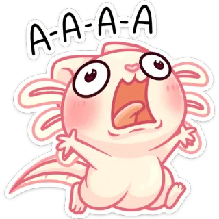 😱 A-A-A-A aksolotl, słodki, kreskówka, zwierzę, naklejka, krzyczący whatsapp sticker