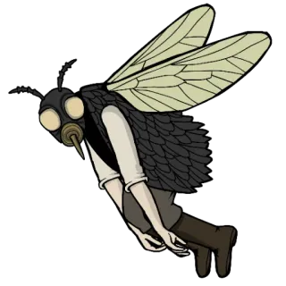 😐 insekt, fliege, gasmaske, steampunk, anthropomorph, figur, zeichnung telegram sticker