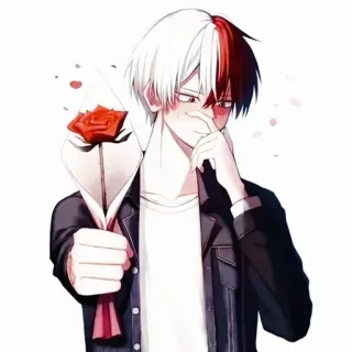 😳 Shoto Todoroki My Hero Academia anime, my hero academia, shoto todoroki, rose, fanart telegram sticker