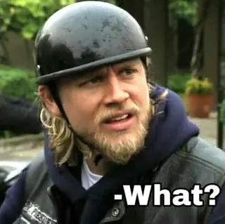 ❓ What? man, helmet, motorcycle, question, portrait telegram sticker
