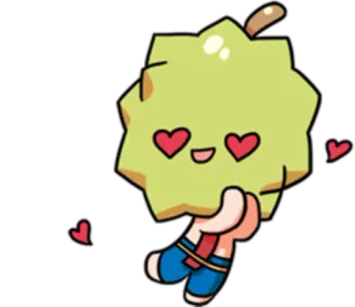 😍 Durian, Owoc, Miłość, Kreskówka, Słodkie telegram sticker