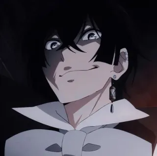 🙂 anime, man, character, black hair, jewelry, earring telegram sticker