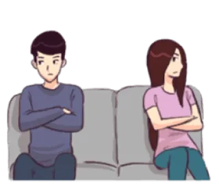 😑 relacja, kłótnia, para, smutny, nieszczęśliwy, kreskówka telegram sticker