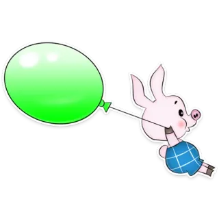 🎈 maiale, palloncino, cartone animato, animale, carino whatsapp sticker