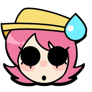 😰 Cartoon, Geschrokken, Zweetdruppel, Roze haar, Verrast, Geanimeerd telegram sticker