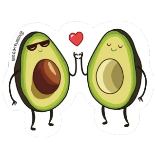 ❤️ avocado, heart, love, couple, cartoon, food, cute, sticker telegram sticker