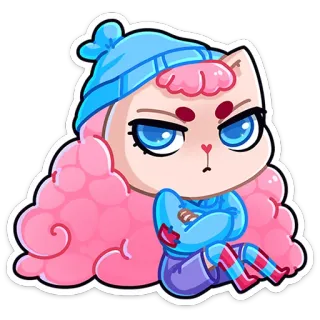 😡 gato, dibujos animados, enojado, lindo, pegatina, rosa, azul telegram sticker