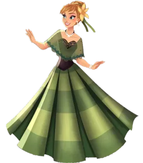 😍 Anna принцесса, платье, мультяшный, бальное платье, персонаж telegram sticker