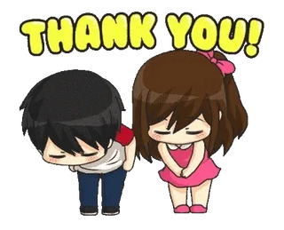 🙏 THANK YOU! dziękuję, wdzięczny, ukłon, kreskówka, para, anime telegram sticker