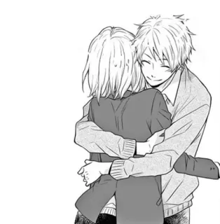 💞 câlin, amour, couple, affection, romance, animé telegram sticker