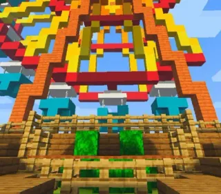 🎡 minecraft, bianglala, permainan video, voxel, bangunan telegram sticker