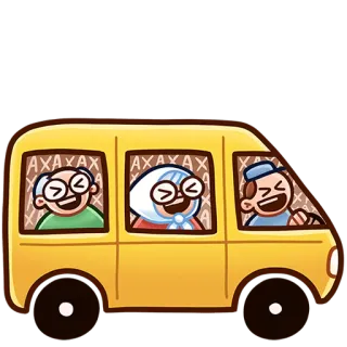 😂 Scuolabus, Trasporto, Cartone animato, Veicolo, Autobus, Anziani, Felice whatsapp sticker