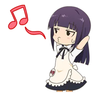 😙 Anime, Dessin animé, Chibi, Mignon, Fille, Musique, メイド (Maid) telegram sticker