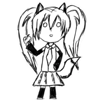 👌 アニメ, マンガ, カートゥーン, 狐, 女の子, ちび, 可愛い, リンゴ telegram sticker