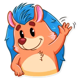 👋 Riccio, che saluta, cartone animato, animale, carino, amichevole telegram sticker