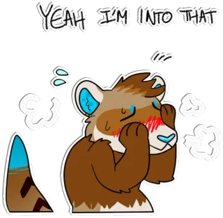 😳 YEAH I'M INTO THAT Furry, animal, gêné, mignon, dessin animé whatsapp sticker