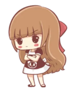 😒 Cartoon, Mädchen, Wütend, Süß, Chibi, Maid Outfit telegram sticker