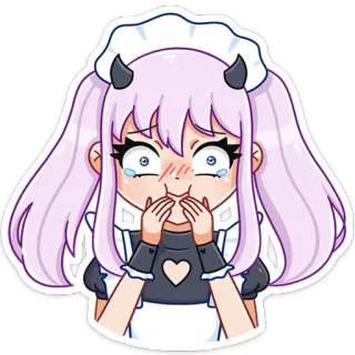 😭 Anime, Dessin animé, Servante, Kawaii, Mignon, Diable telegram sticker
