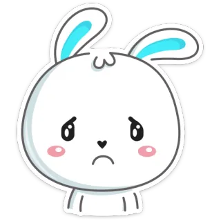 😔 conejo, conejo, triste, lindo, dibujos animados, animal, pegatina telegram sticker