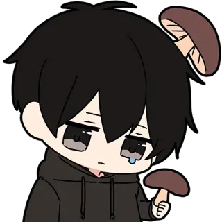 😔 anime, sad, mushroom, cute, chibi telegram sticker