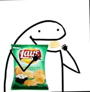 🌟 Baso Rumput Laut nourriture, snack, chips, Lays, goût algues, dessin animé telegram sticker