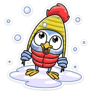 ❄️ penguin, winter, snow, hat, cute, animal, bird, cartoon telegram sticker