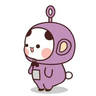 💜 gấu trúc, dễ thương, kawaii, hoạt hình, động vật, tím, Teletubby telegram sticker