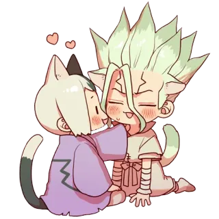 ❤️ 애니메이션, 귀여운, 카와이, 고양이, 치비, 만화 telegram sticker