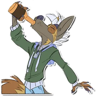 🍹 Phim hoạt hình, Nhân hóa, Uống rượu, Linh cẩu, Động vật, Nhân vật, Rượu telegram sticker