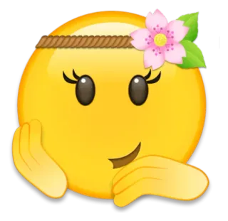 ☺️ emoji, flower, headband, smile, cartoon, cute, kawaii telegram sticker