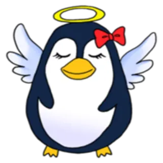 😇 пингвин, ангел, милый, нимб, крылья, животное telegram sticker