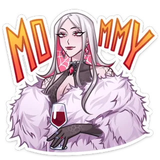 🍷 MOMMY женщина, мультфильм, гламур, напиток, вино, шуба whatsapp sticker