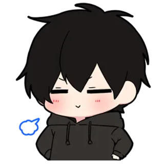 ❤️ anime, chibi, cute, character, black hair, hoodie telegram sticker