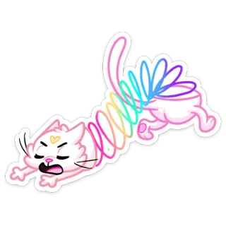 😞 gatto, arcobaleno, primavera, carino, giocoso, cartone animato telegram sticker