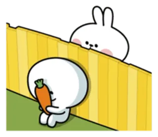 😔 konijn, konijntje, hek, wortel, schattig, cartoon telegram sticker